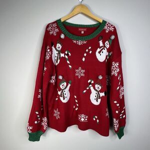 Blizzard Bay Women's Christmas Sweater Snowmen Snowflakes Candy Sz XL Holiday